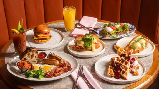 Burger & Lobster brunch menu spread