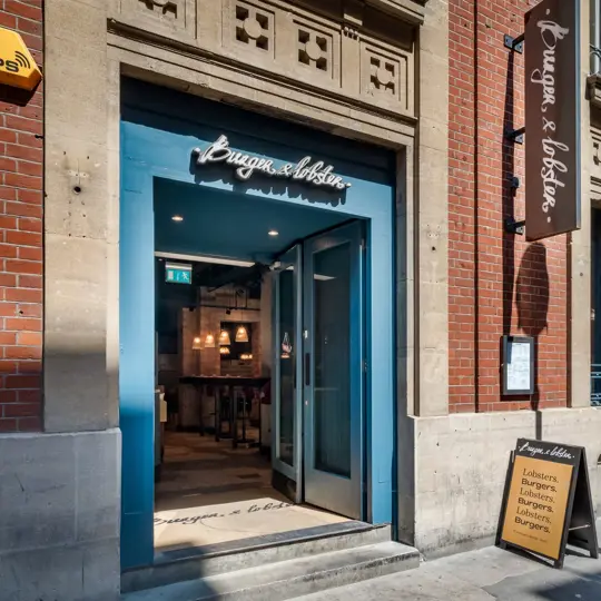 Door at Burger & Lobster Oxford Circus restaurant in London